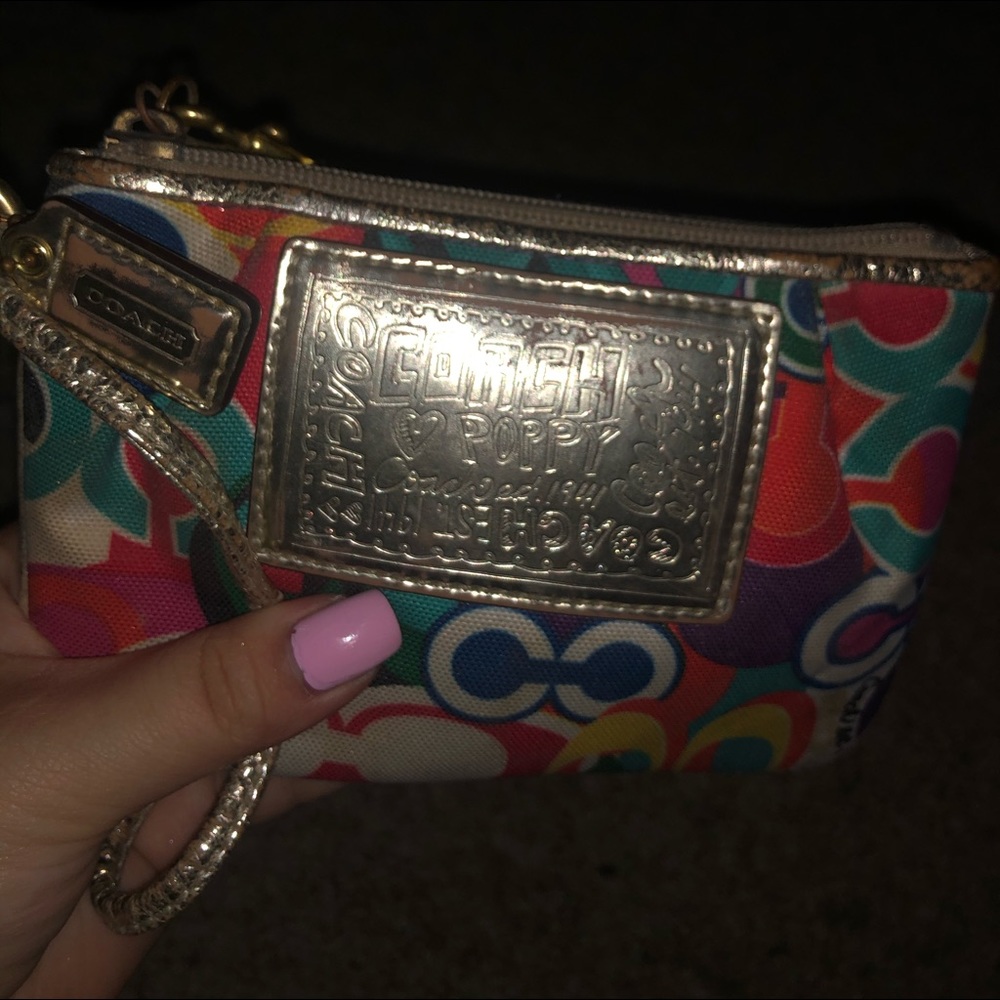 Rainbow-Poppy Coach Wristlet